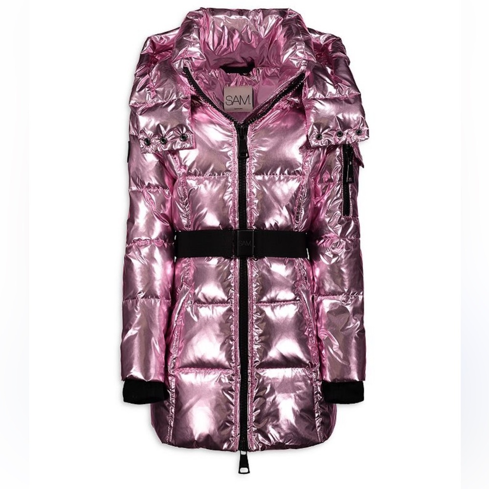 Soho Belted Down Puffer Jacket, metallic pink, 14 GIRLS (big kids)